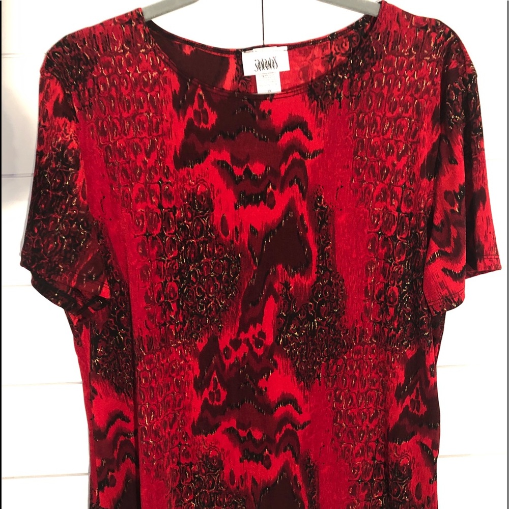 Red black gold blouse 1X JANANA’s of California